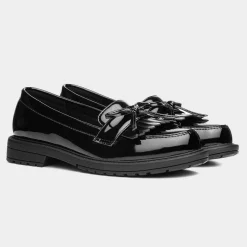 Lilley Fallon Girls Black Patent Loafer