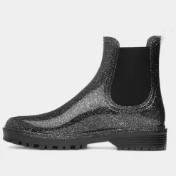Lilley Gale Womens Black Glitter Chelsea Welly