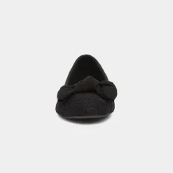 Lilley Gigi Womens Black Lacey Large Bow Ballerina