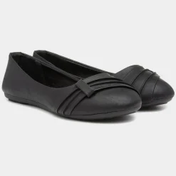Lilley Gina Womens Black Front Pleated Ballerina