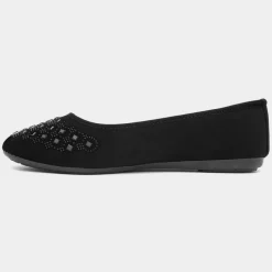 Lilley Gloria Womens Black Diamante Ballerina