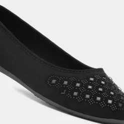 Lilley Gloria Womens Black Diamante Ballerina