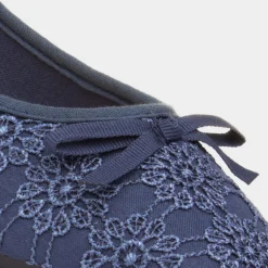 Lilley Gwen Womens Navy Lace Slip On Ballerina