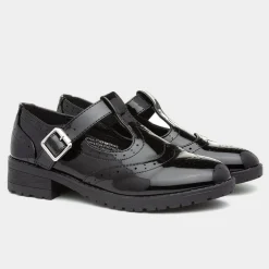 Lilley Junior Cam Girls Patent Brogue T-Bar