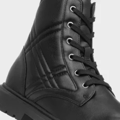 Lilley Junior June Girls Black Quilted Boot