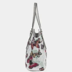 Lilley Luton White Butterfly Printed Shoulder Bag