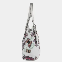 Lilley Luton White Butterfly Printed Shoulder Bag