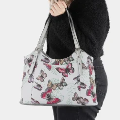 Lilley Luton White Butterfly Printed Shoulder Bag