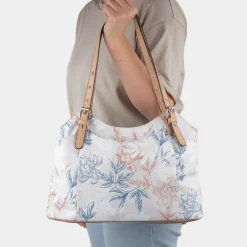 Lilley Luton Womens Beige Floral Canvas Handbag