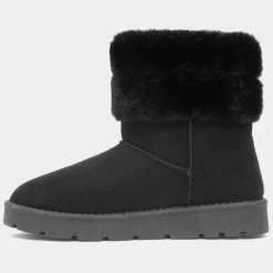 Lilley Mae Womens Black Faux Fur Ankle Boot