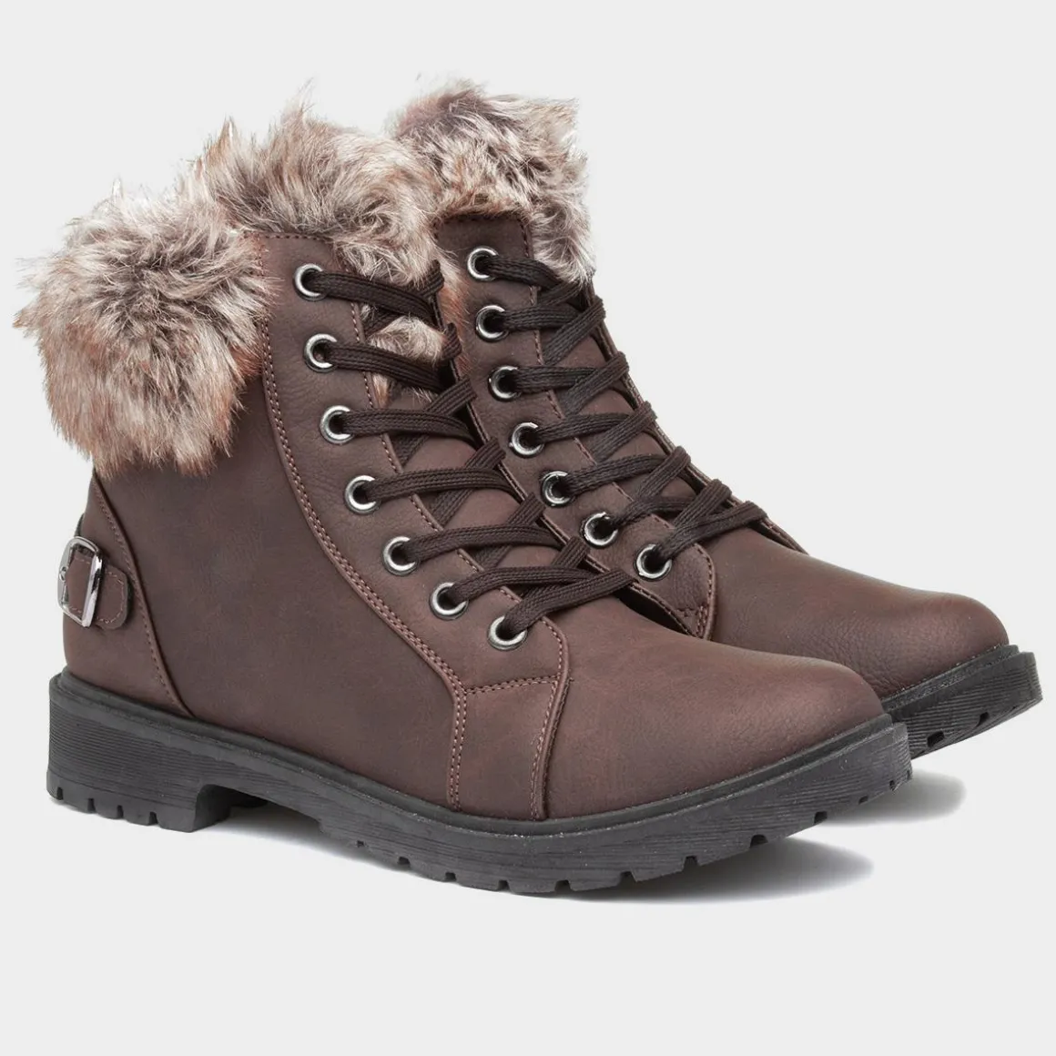 Lilley Maggie Womens Brown Lace Up Boot