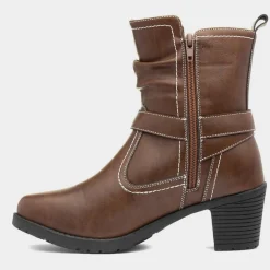 Lilley Marie Womens Brown Heeled Boot
