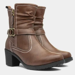Lilley Marie Womens Brown Heeled Boot