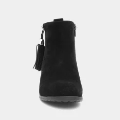 Lilley Mel Womens Black Faux Suede Heeled Boot