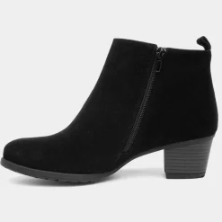 Lilley Mel Womens Black Faux Suede Heeled Boot