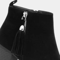 Lilley Mel Womens Black Faux Suede Heeled Boot