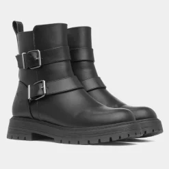 Lilley Mildrid Womens Black Chunky Ankle Boot
