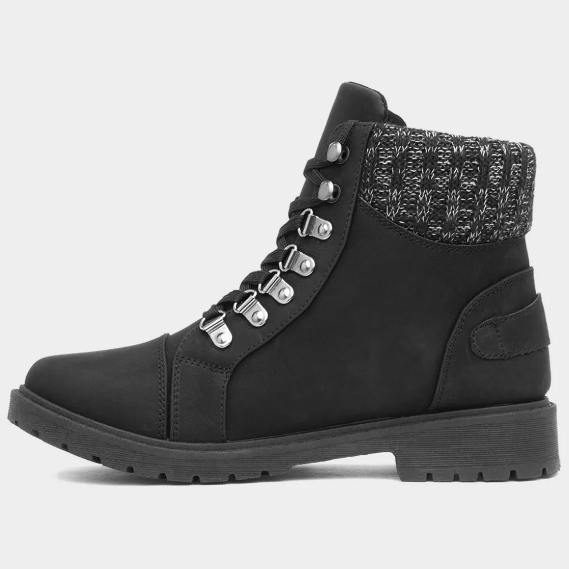 Lilley Miley Womens Black Knitted Collar Boot