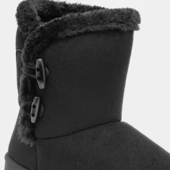Lilley Moira Womens Black Faux Fur Ankle Boot