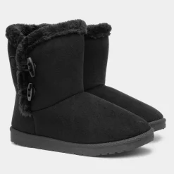 Lilley Moira Womens Black Faux Fur Ankle Boot