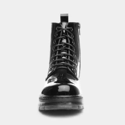 Lilley Monica Womens Black Patent Zip Up Boot