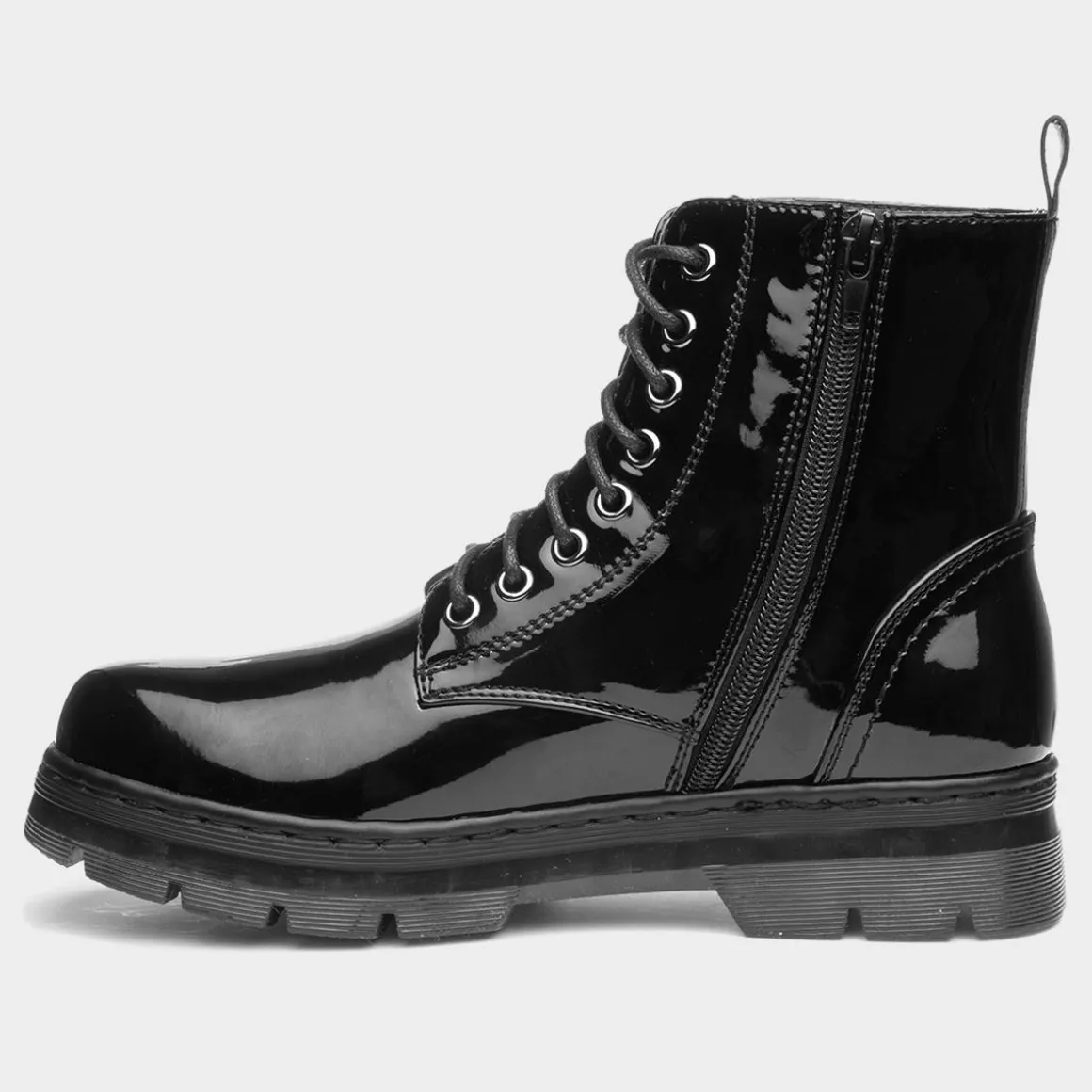 Lilley Monica Womens Black Patent Zip Up Boot