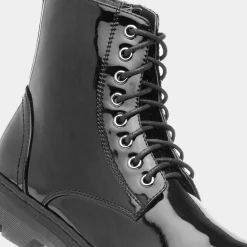 Lilley Monica Womens Black Patent Zip Up Boot