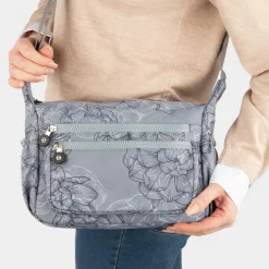 Lilley Opal Womens Grey Floral Cross Body Bag