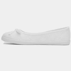 Lilley Patsy Womens White Ballerina Canvas