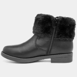 Lilley Raven Girls Black Faux Fur Ankle Boot