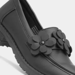 Lilley Regina Girls Black Flower Loafer