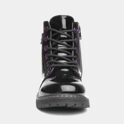 Lilley Riley Girls Black Patent Iridescent Boot