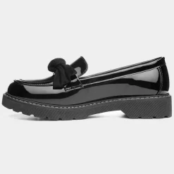 Lilley Rosita Girls Black Patent Bow Loafer