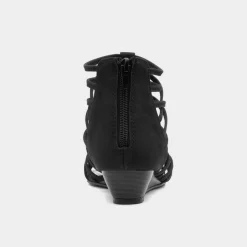 Lilley Sabrina Womens Black Wedge Strappy Sandal