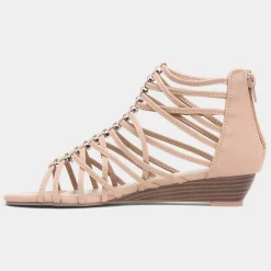 Lilley Sabrina Womens Nude Wedge Strappy Sandal