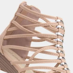 Lilley Sabrina Womens Nude Wedge Strappy Sandal