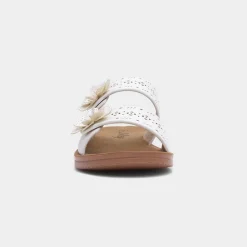 Lilley Sam Womens White Flower Mule Sandal