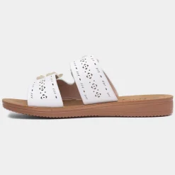Lilley Sam Womens White Flower Mule Sandal