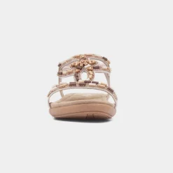Lilley Sapphire Womens Beige Beaded Strappy Sandal