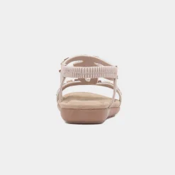Lilley Sapphire Womens Beige Beaded Strappy Sandal