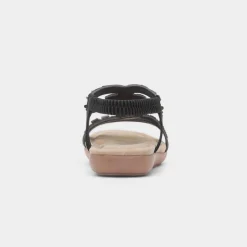 Lilley Sapphire Womens Black Beaded Strappy Sandal