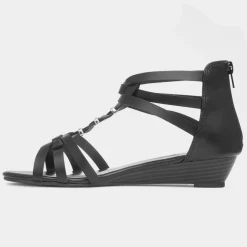 Lilley Sasha Womens Black Wedge Sandal