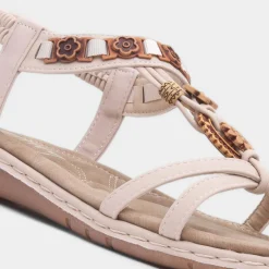 Lilley Saskia Womens Beige Beaded Sandal