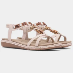 Lilley Saskia Womens Beige Beaded Sandal