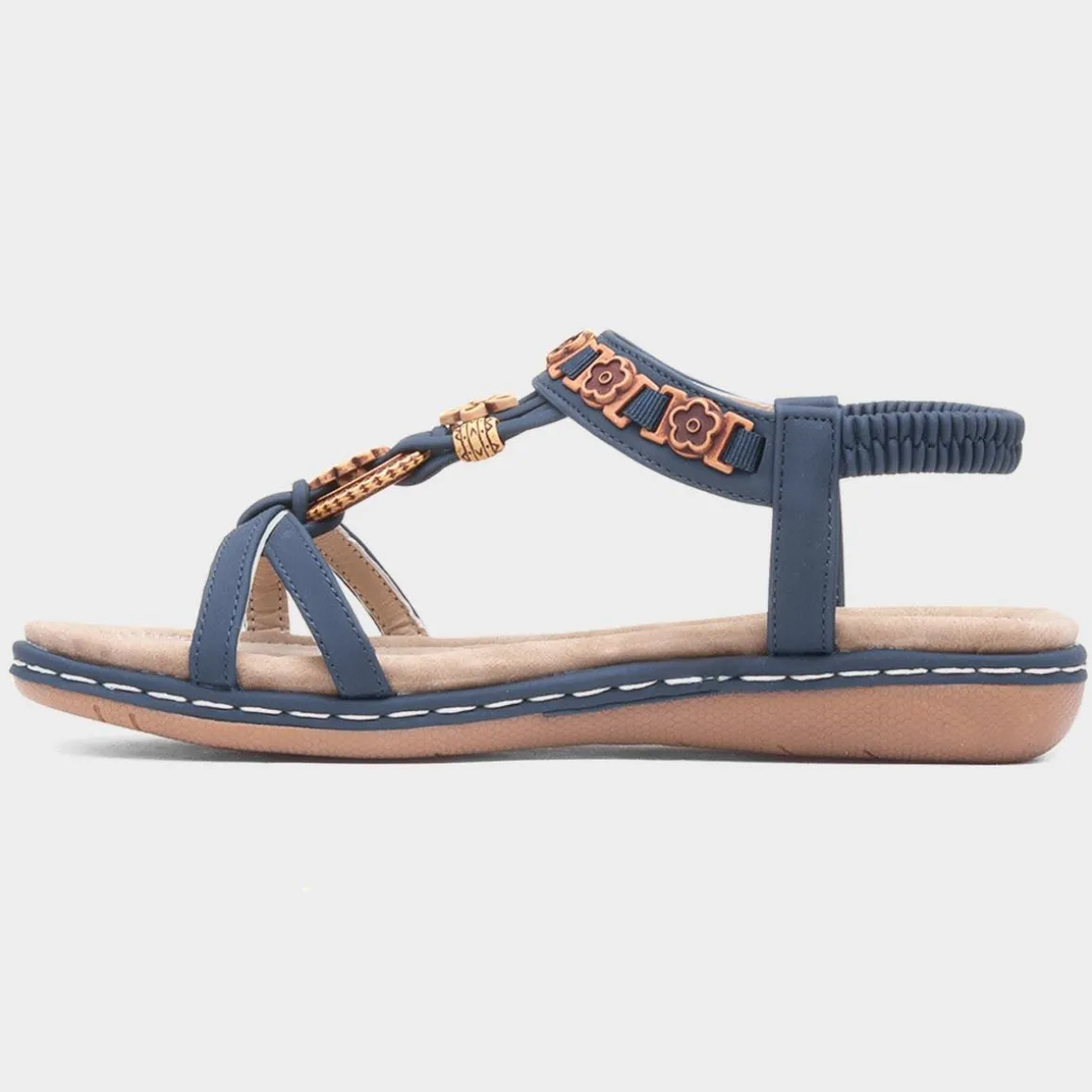 Lilley Saskia Womens Navy Beaded Sandal