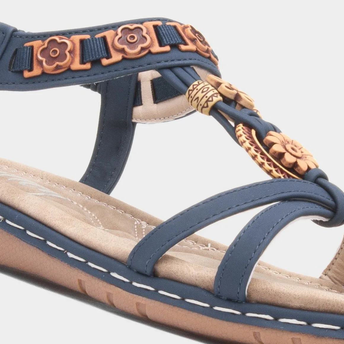 Lilley Saskia Womens Navy Beaded Sandal