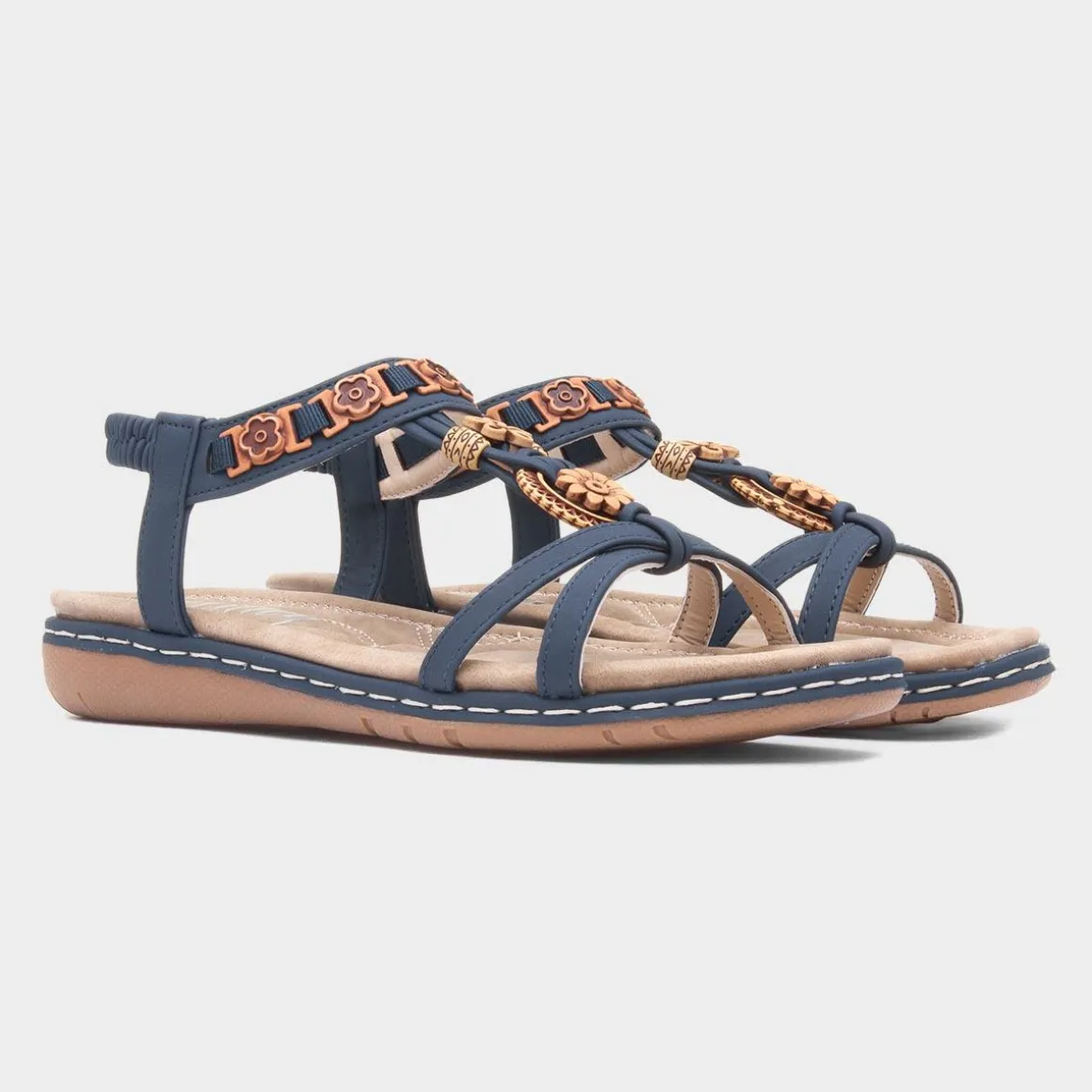 Lilley Saskia Womens Navy Beaded Sandal
