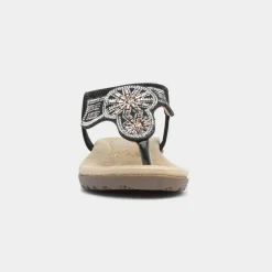 Lilley Savanna Womens Black Toe Post Sandal