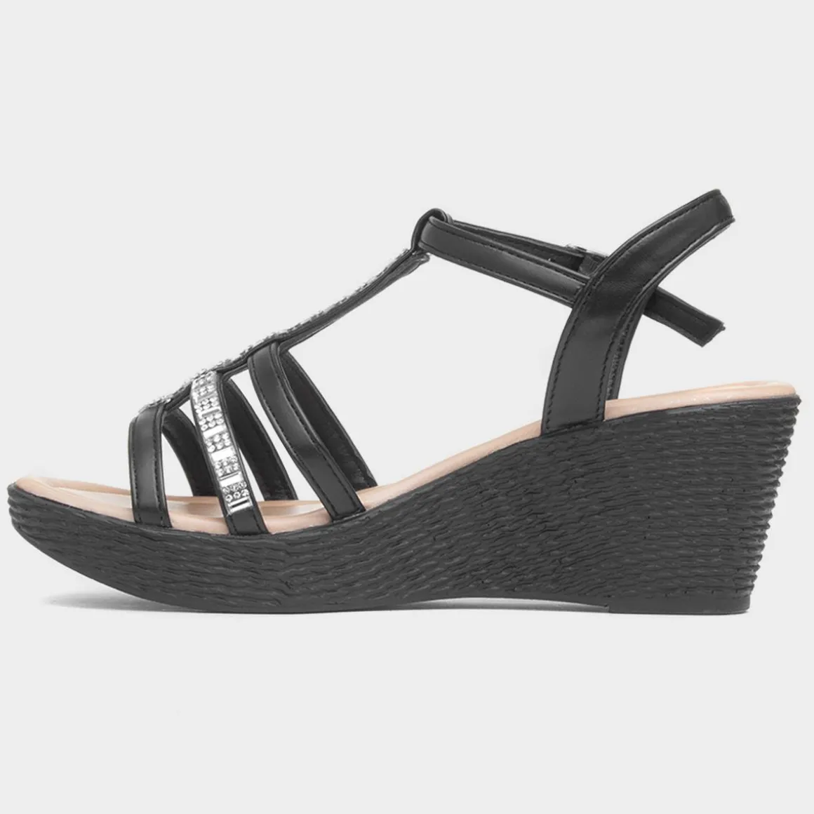 Lilley Scarlett Womens Black Wedge Sandal