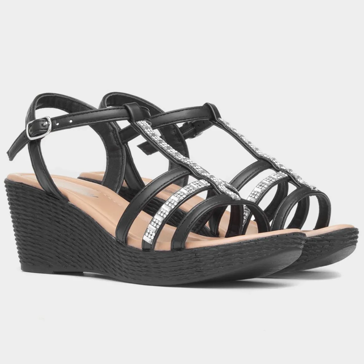 Lilley Scarlett Womens Black Wedge Sandal